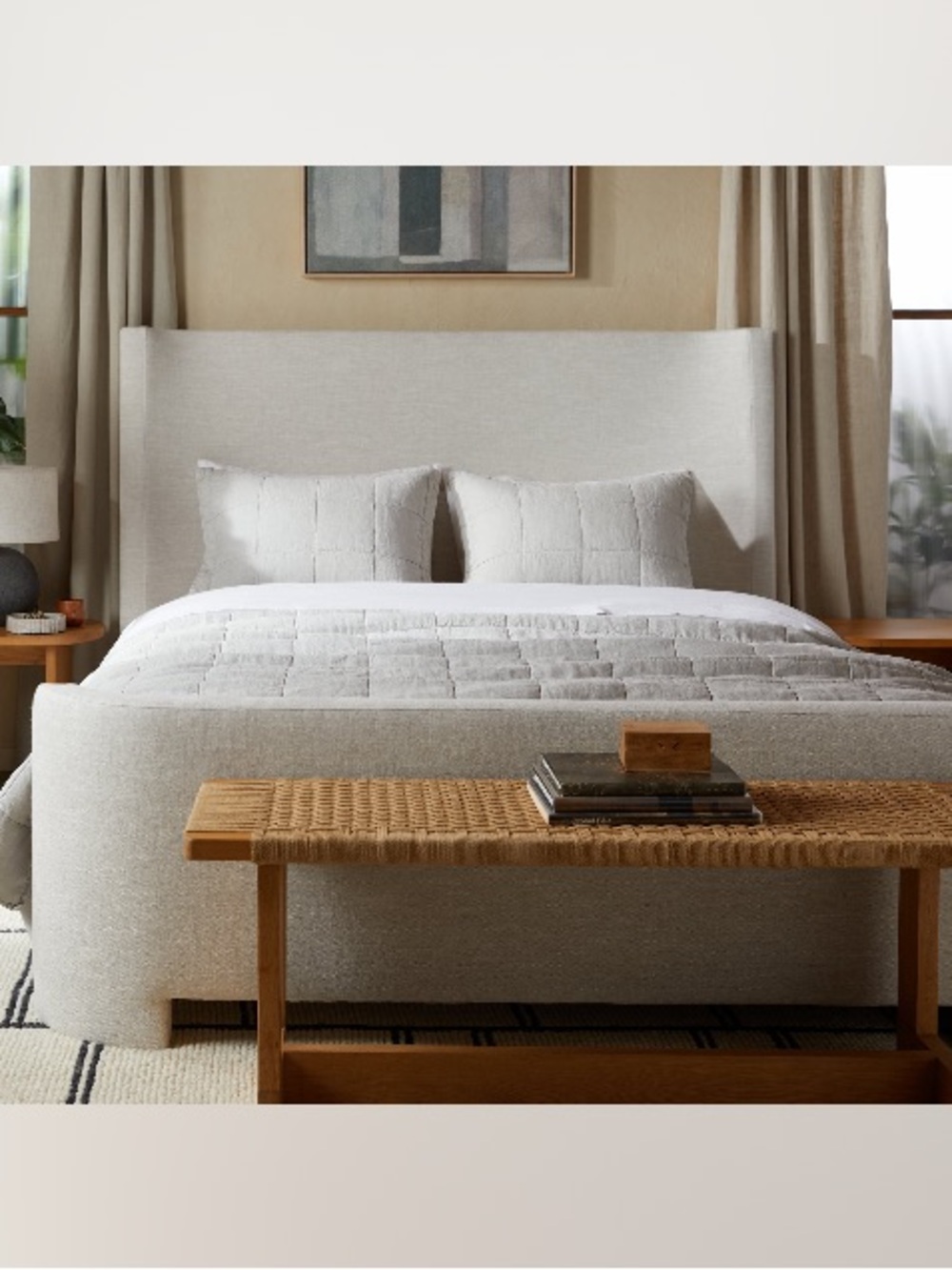 PARACHUTE Linen Box Quilt Luxurious Olive Green In white color Sz King/ Cal king